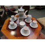 A Cinque Ports Pottery six place part coffee service, missing one cup