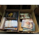 Two boxes of modern 1st editions etc, mainly historical novels and mysteries, including James Dillon