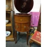 An Edwardian oval sectioned night cabinet in the Sheraton style converted to a gramophone, with