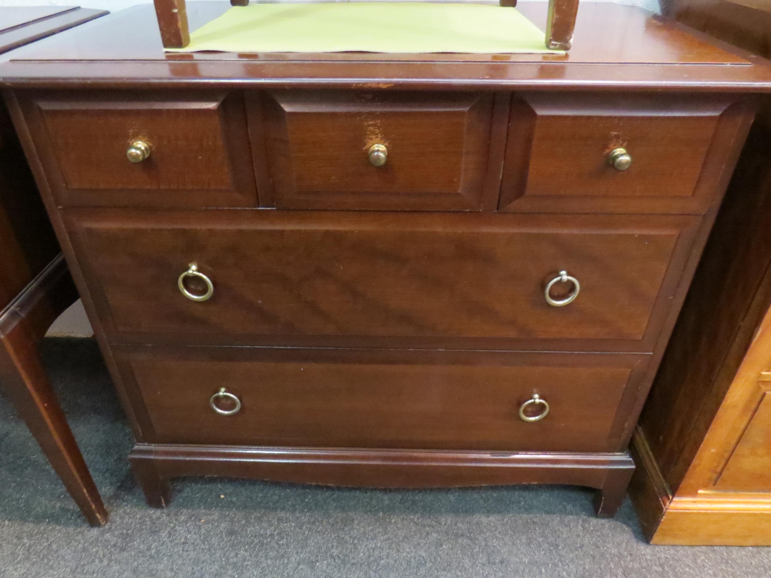 A Stag chest of three short over two long drawers, bracket feet, 72cm high x 78cm wide x 45cm - Image 2 of 5