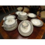 A selection of Gem tablewares including tureens, plates, oval platters, milk jug etc