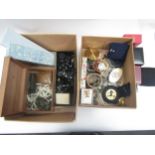 Two boxes of mixed bijouterie, costume jewellery, etc