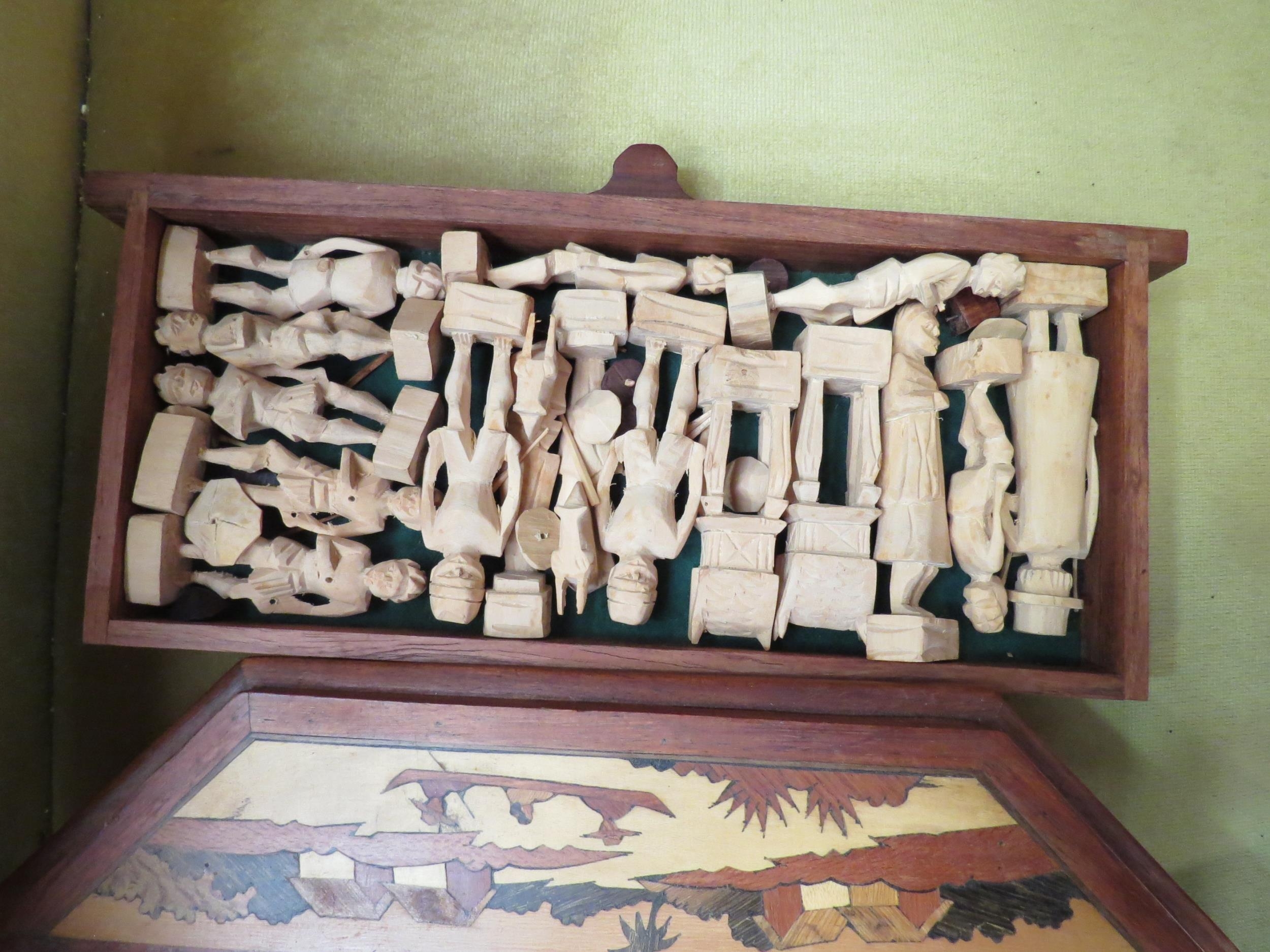 A carved Madagascan chess set with figural pieces - Image 3 of 3