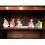 Six Royal Doulton figures "The Jovial Monk", "Top 'o' The Hill", "Lorraine", "Ascot", "Carol" and "