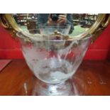 A glass bowl with etched design of African animals, 17cm high x 22cm diameter