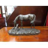 A David Geenty bronze sculpture of a Mare and Foal, 13cm tall