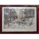 A coloured etching "Thro' the calm and frosty air" by William Hole after Joseph Farquharson (