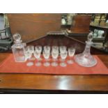Two Edinburgh crystal Argyle pattern decanters together with 11 Edinburgh sherry glasses (13)