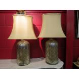 A pair of Le Soleil Malines mercury glass lamps with shades. Height not including shades - 54cm