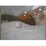 OTTO BARTH (Austrian 1876-1916): A framed and glazed pastel on paper. Winter scene. Signed bottom