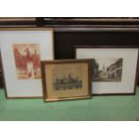 Three Swiss prints/engravings, signed, framed and glazed