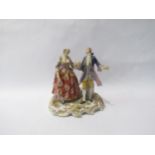A Continental porcelain figural group of a courting couple a/f