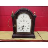 An 18th Century mahogany cased twin fusee striking bracket clock with verge escapement, painted