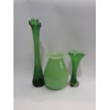 Three art glass vases, mid to late 20th Century, tallest 45cm