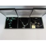 Three necklaces including quartz and turquoise examples