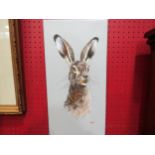 RYAN: An acrylic on canvas of a hare, 50cm x 24cm