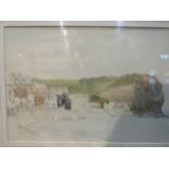 A pencil and watercolour of Cornish Port, unsigned, framed and glazed, 25cm x 36cm image size