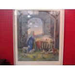 A Molly Brett print entitled "Evensong" framed and glazed, 56cm x 44cm