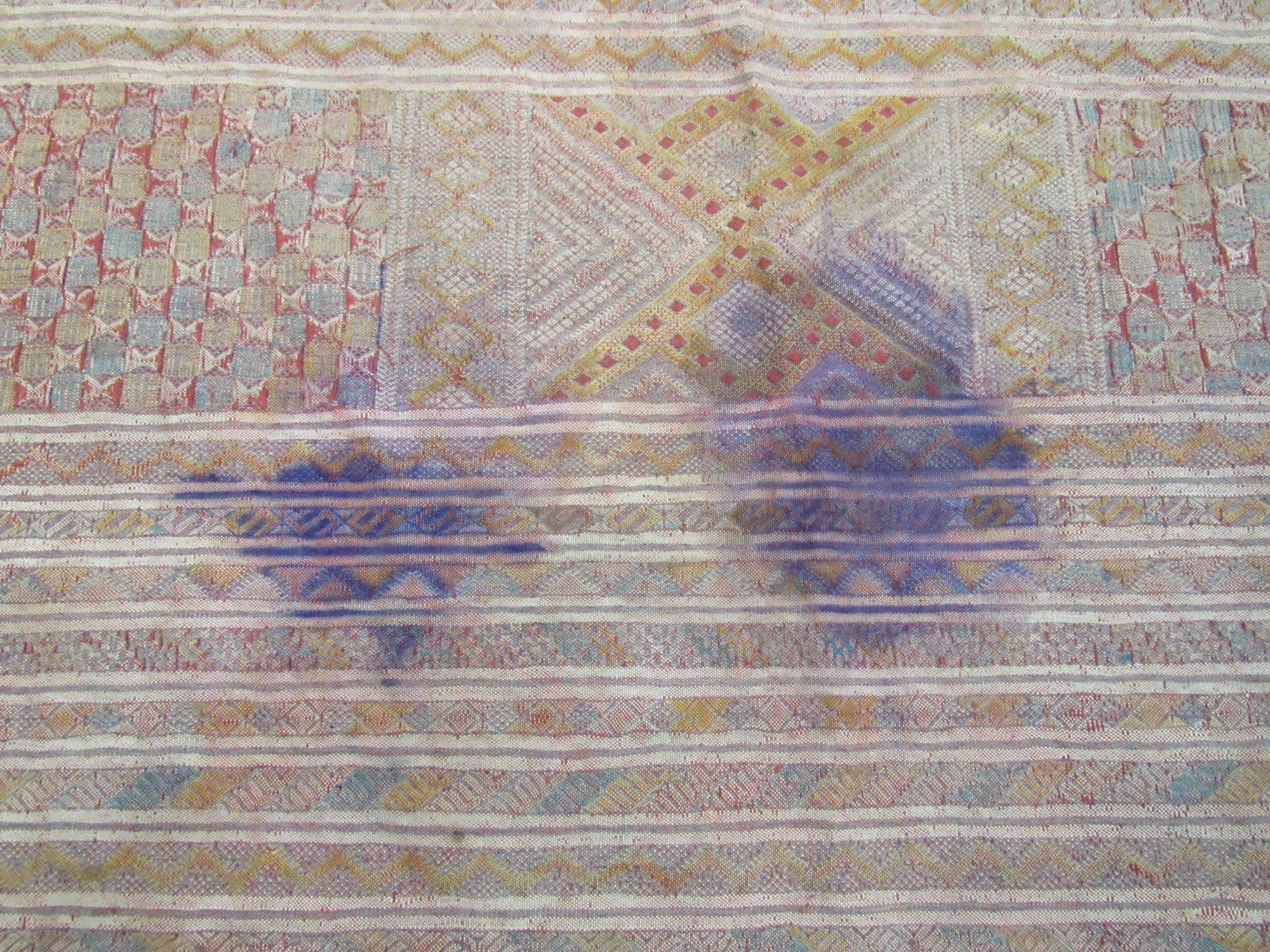 An Eastern hand woven geometric design rug, badly stained, a/f, 316cm x 178cm - Image 2 of 6