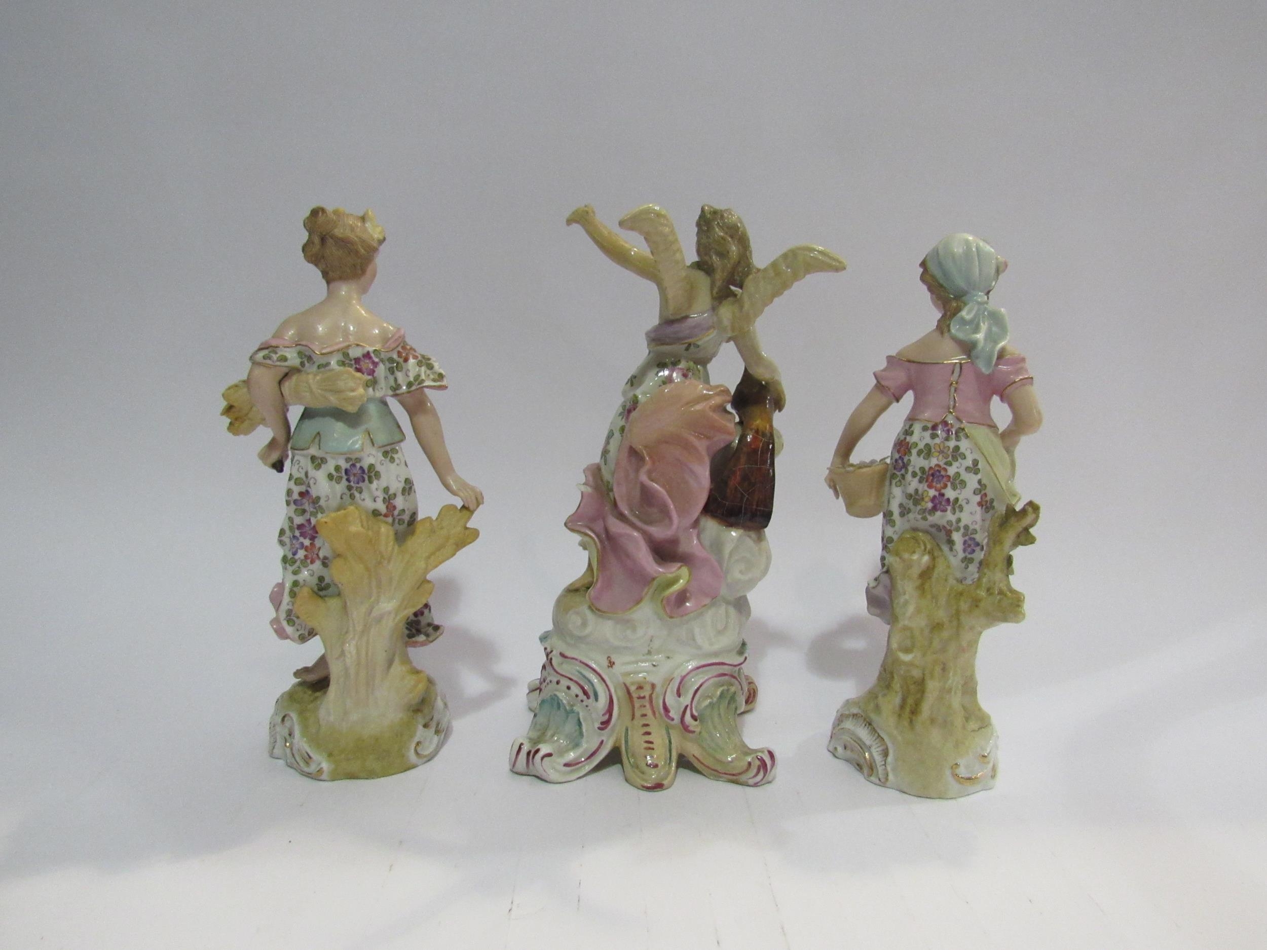Three 18th Century style figures including maiden bearing wheat, two a/f, 21 cm high approximately - Image 2 of 2