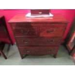 A George III revival flame mahogany bachelor's chest the brushing slide with tooled leather insert