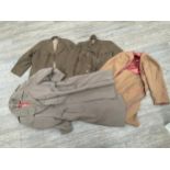 A WWII USAAF officer's coat with spare lining, two US jackets and various uniform, some mothing