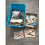 A box of WWII and later ephemera including aircraft identification booklet and a collection of