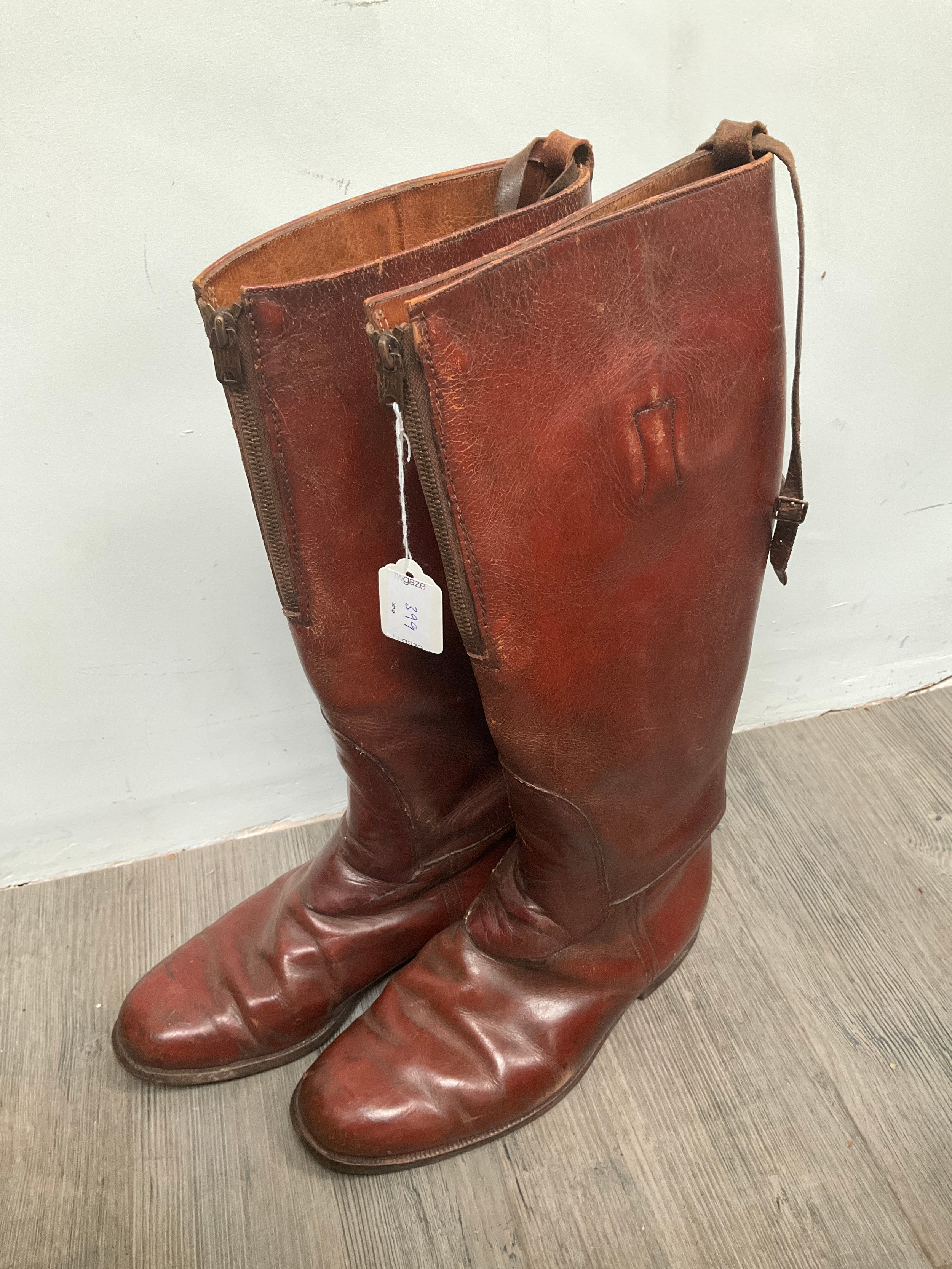 A pair of interwar era officer's brown leather boots