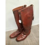 A pair of interwar era officer's brown leather boots
