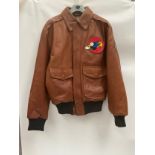 A US A2 horsehide copy leather jacket with 44th Bomber Group, Shipdham logo, XL size