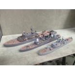 Three handcrafted ship models 1:350 scale: HMS Newcastle, HMS Fearless and HMS Andromeda