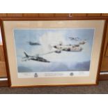 A signed print after Eric Day of B24 Consolidated Liberator in East Anglia, signed by Sqm. Ldr. Mike