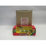 A Britains farm issue trade box 9546 Ploughs, containing six boxed units