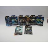 Eight carded Hot Wheels diecast Batman vehicles to include Batman Begins, The Dark Knight, The