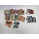 Approximately 200 Yu-Gi-Oh trading cards including some holographic cards together with a small
