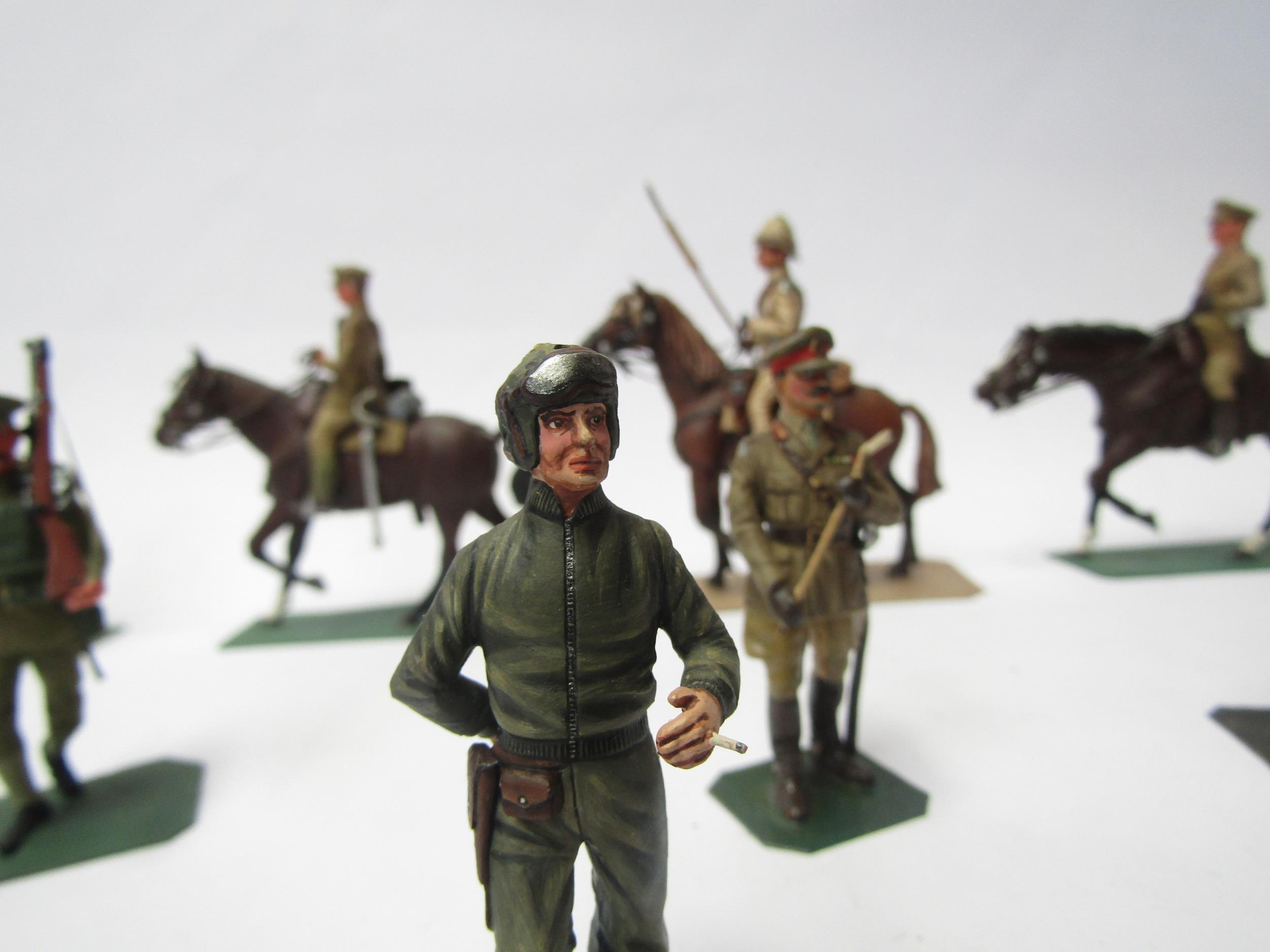 A collection of lead figures of WW1 era British Army servicemen including mounted officers and - Image 3 of 5