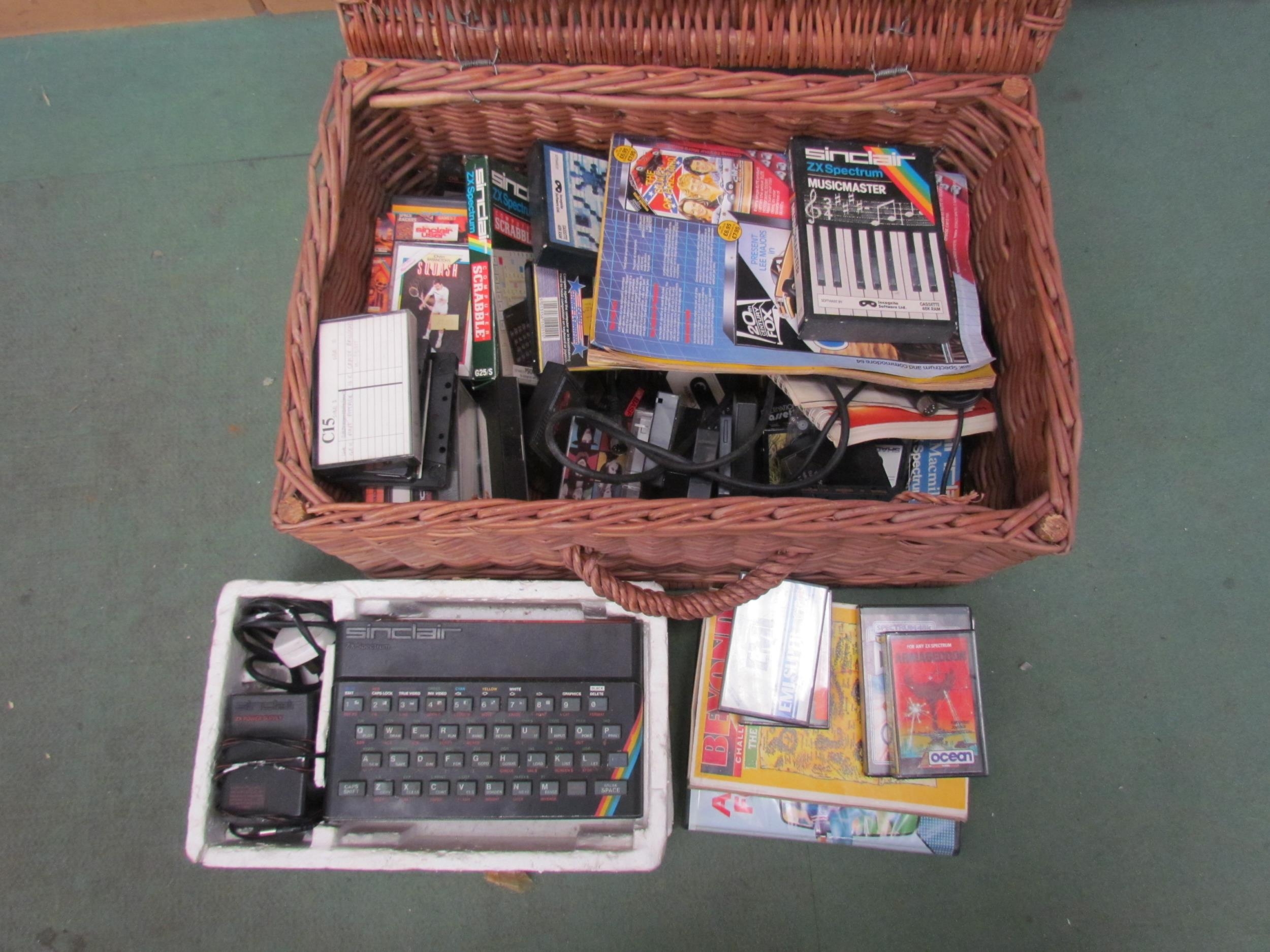A Sinclair ZX Spectrum computer games console with a good quantity of games