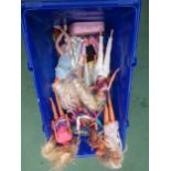 A box of 1990's Barbie and Ken dolls, outfits and accessories