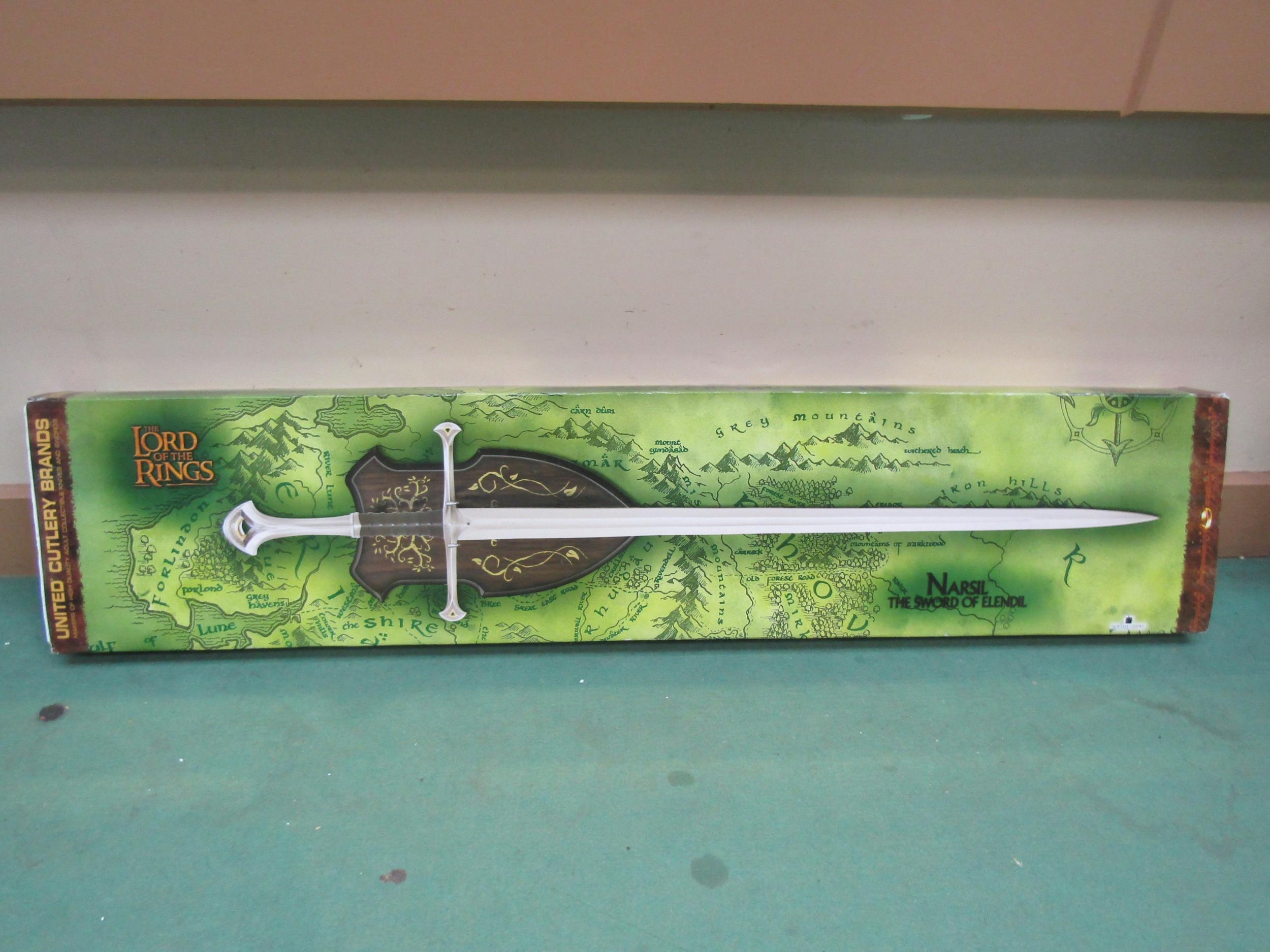 A boxed United Cutlery Lord Of The Rings Narsil: The Sword Of Elendil 1/1 scale licensed