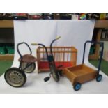 A Brio baby's play crib, a walker and a Triang tricycle (3)