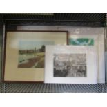 Six assorted pictures and prints including framed and glazed blindstamped examples, limited editions