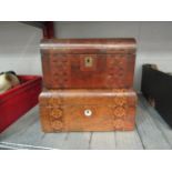 Two marquetry boxes for restoration