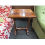 A 19th Century rosewood occasional table with shaped stretcher, 70cm high x 45cm wide x 36cm deep