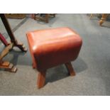 A leather vaulting horse stool, 49cm high