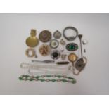 A small quantity of bijouterie including rolled gold watch, silver brooches etc