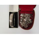 A small quantity of silver and 925 items including charm bracelet, rings and brooches