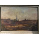 WILLIAM WATLING (XIX - XX): A large oil on canvas, view of Norwich from Mousehold Heath signed