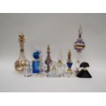 A selection of perfume bottles including fan shape glass and Venetian examples (11)