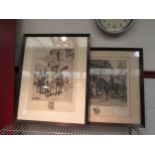 Two 19th Century equestrian themed engravings: One signed by Jules Jacquet (1841-1913) of