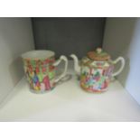 A 19th Century Canton teapot and mug, mug a/f